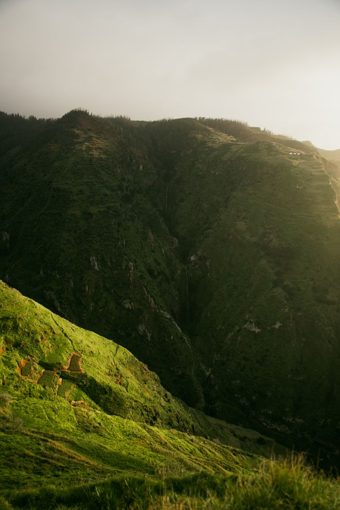 Remote mountain trail at dusk